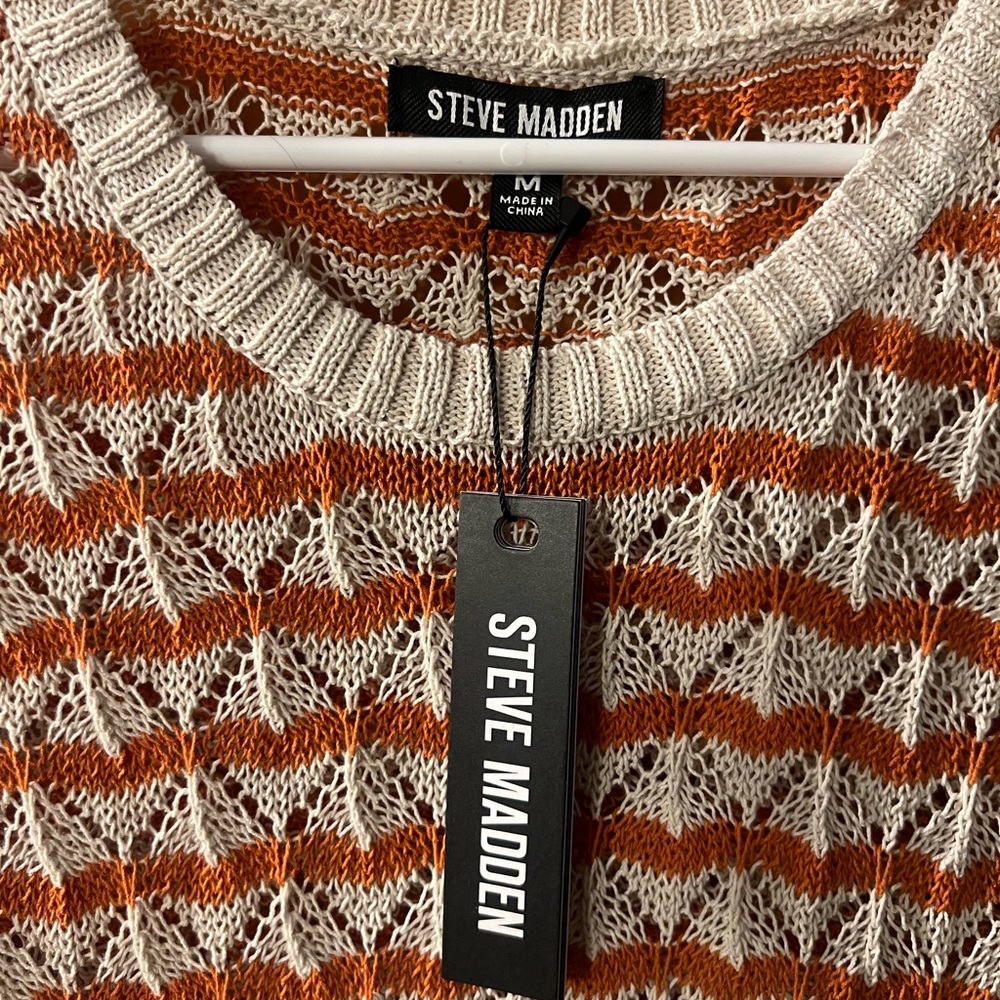 Steve Madden Cream and Orange Knit Midi Dress - Picture 6 of 6